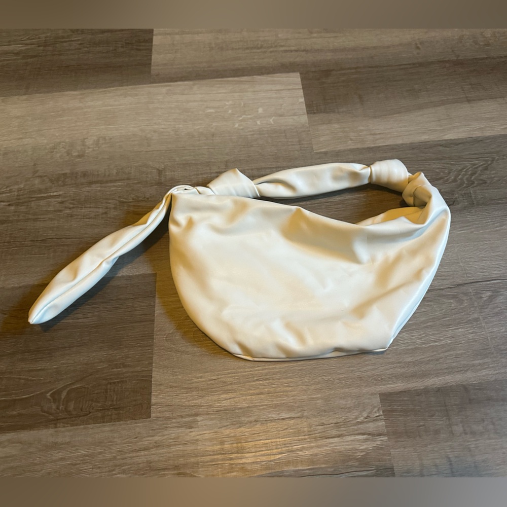 Express crescent vegan leather bag white